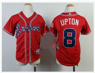 Youth MLB Atlanta Braves #8 Justin Upton Red Cool Base Jersey