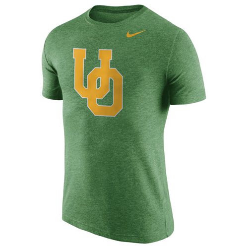 Oregon Ducks Logo Plus Tri-Blend T-Shirt Heather Green
