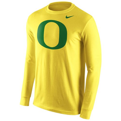 Oregon Ducks Cotton Logo Long Sleeves T-Shirt Yellow