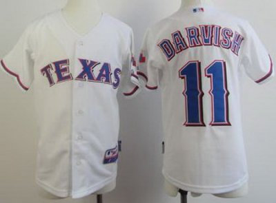 Kids Texas Rangers #11 Yu Darvish White Cool Base MLB Youth Jerseys