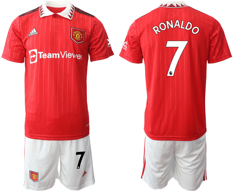 Men's Manchester United #7 Ranoldo 22 23 Red Home Soccer Jersey Suit