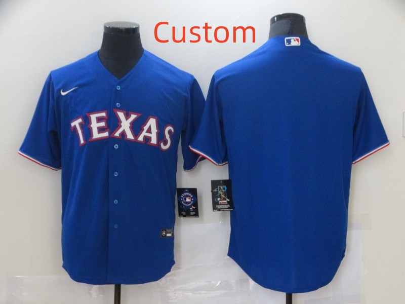 Custom Nike Men's Texas Rangers Blue Cool base Jersey