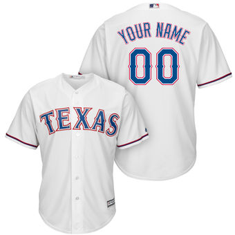 Men's Texas Rangers Majestic White Home Cool Base Custom Jersey