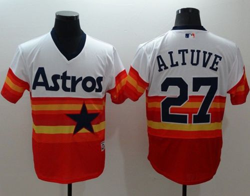 Astros #27 Jose Altuve White Orange Flexbase Authentic Collection Cooperstown Customizd Stitched MLB Jersey