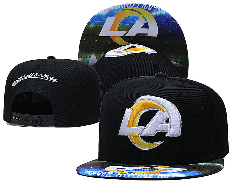 Rams Team Logo Black Mitchell & Ness Adjustable Hat LH