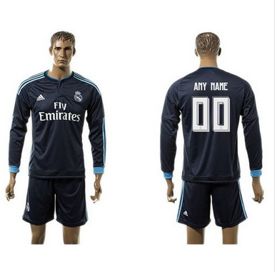Real Madrid Personalized SEC Away Long Sleeve Soccer Club Jersey