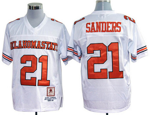 NCAA Oklahoma State Cowboys 21 Barry Sanders White NCAA Jerseys