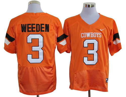 Oklahoma State Cowboys 3# Brandon Weeden Orange Pro Combat College Football NCAA Jerseys