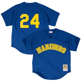 Men's Seattle Mariners Ken Griffey Jr. Mitchell & Ness Royal Cooperstown Mesh Batting Practice Jersey