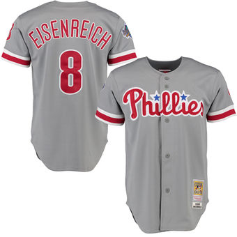 Men's Philadelphia Phillies 1993 Jim Eisenreich Mitchell & Ness Gray Road Authentic Throwback Jersey