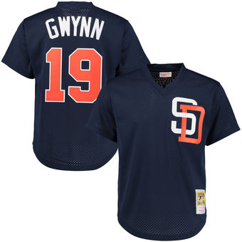 Men's San Diego Padres Tony Gwynn Mitchell & Ness Navy Cooperstown Mesh Batting Practice Jersey