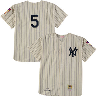 Men's New York Yankees Joe DiMaggio Mitchell & Ness Cream Navy Throwback 1951 Authentic Jersey