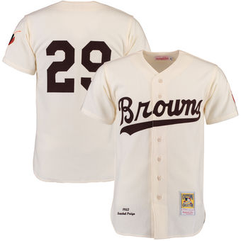 Men's St. Louis Browns 1953 Satchel Paige Mitchell & Ness White Authentic Throwback Jersey