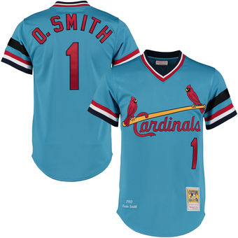 Men's St. Louis Cardinals Ozzie Smith Mitchell & Ness Light Blue Authentic Jersey