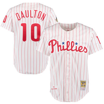 Men's 1993 Philadelphia Phillies Darren Daulton Mitchell & Ness White Red Authentic Throwback Jersey