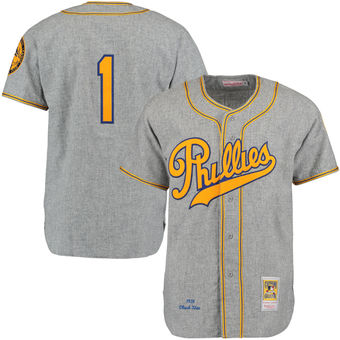 Men's 1938 Philadelphia Phillies Chuck Klein Mitchell & Ness Gray Authentic Throwback Jersey