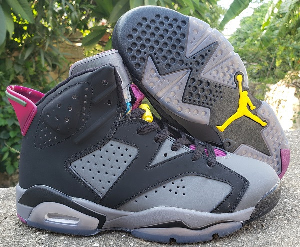 Men's Running Weapon Air Jordan 6 Black Pink Grey Shoes 042