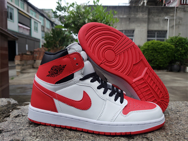 Men's Running Weapon Air Jordan 1 Red White Shoes 0236