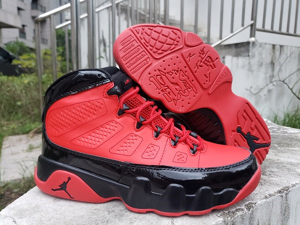 Men's Running Weapon Air Jordan 9 Red Black Shoes 009