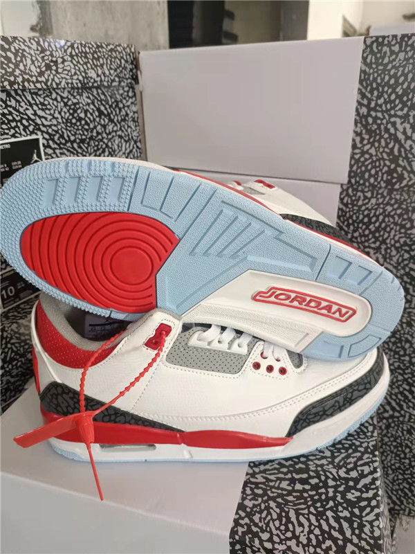 Men's Running Weapon Air Jordan 3 White Red Shoes 052