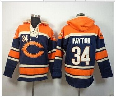 NEW Bears #34 Walter Payton Navy Blue CustomizedSawyer Hooded Sweatshirt NFL Hoodie