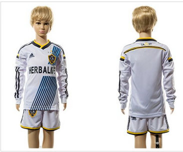 Los Angeles Galaxy Blank Home Long Sleeves Kid Soccer Club Jersey