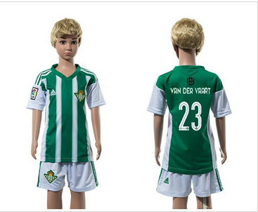 Real Betis #23 Van Der Vaart Home Kid Soccer Club Jersey