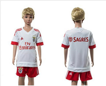 Benfica Blank White Away Kid Soccer Club Jersey