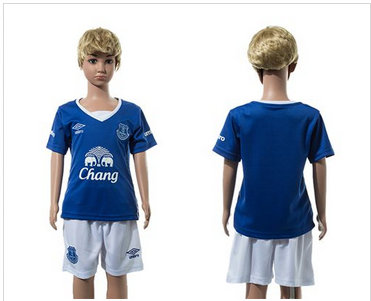 Everton Blank Blue Home Kid Soccer Club Jersey