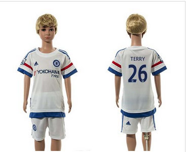 Chelsea #26 Terry White Away Kid Soccer Club Jersey