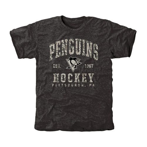Men's Pittsburgh Penguins Black Camo Stack T-Shirt