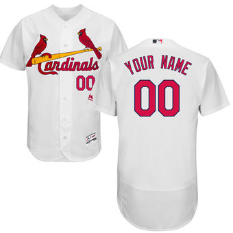 Men's St. Louis Cardinals Majestic Home White Flex Base Authentic Collection Custom Jersey