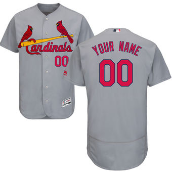 Men's St. Louis Cardinals Majestic Road Gray Flex Base Authentic Collection Custom Jersey