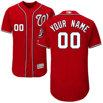 Men's Washington Nationals Majestic Alternate Scarlet Flex Base Authentic Collection Custom Jersey