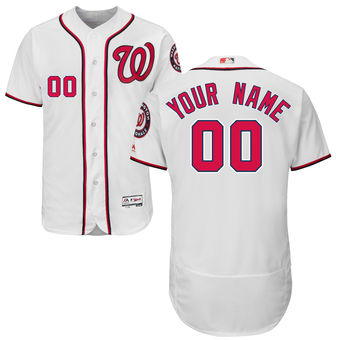 Men's Washington Nationals Majestic Home White Flex Base Authentic Collection Custom Jersey