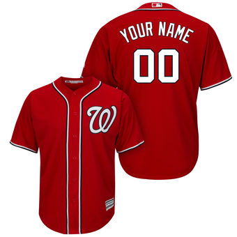 Men's Washington Nationals Majestic Red Cool Base Custom Jersey