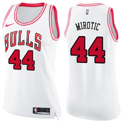 Nike Bulls #44 Nikola Mirotic White Pink Women's NBA Swingman Fashion Jersey