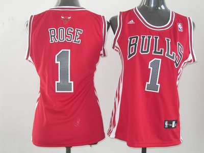 WOMEN Chicago Bulls 1 Derrick Rose red Road Jersey