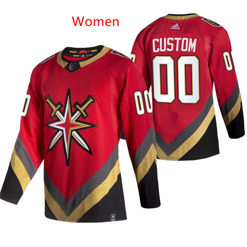 Women Custom Vegas Golden Knights Retro Jersey Red