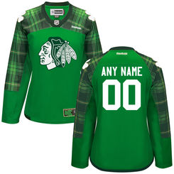 Women's Chicago Blackhawks Reebok Green St. Patrick's Day Replica Custom
