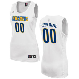Women's Denver Nuggets adidas White Custom Fashion Jersey