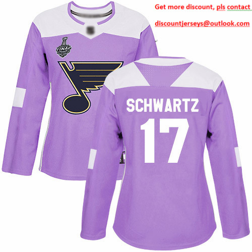 Blues #17 Jaden Schwartz Purple Authentic Fights Cancer Stanley Cup Final Bound Women's Stitched Hockey Jersey
