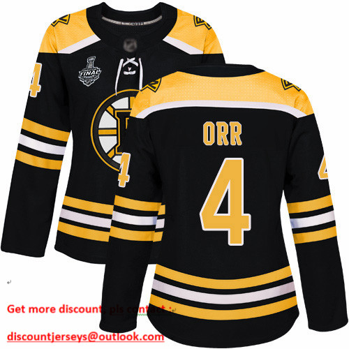 Bruins #4 Bobby Orr Black Home Authentic Stanley Cup Final Bound Women's Stitched Hockey Jersey