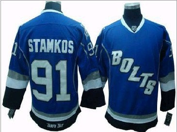 Youth Kids Tampa Bay Lightning 91 Steven Stamkos jerseys blue BOLTS