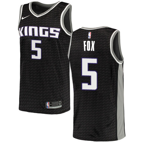 Kings #5 De'Aaron Fox Black Women's Basketball Swingman Statement Edition Jersey