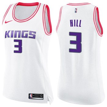 Nike Kings #3 George Hill White Pink Women's NBA Swingman Fashion Jersey