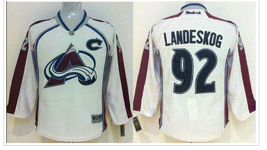 Youth NHL Colorado Avalanche #92 Gabriel Landeskog White Stitched Jersey