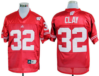 Adidas Wisconsin Badgers John Clay 32 Red College Football Jerseys