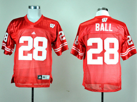 Adidas Wisconsin Badgers Montee Ball 28 Red College Football Jerseys