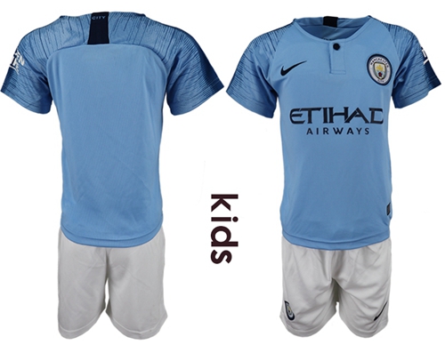 Manchester City Blank Home Kid Soccer Club Jersey